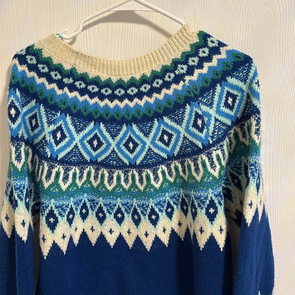 St. John’s Bay Women’s Medium Sweater Long Sleeve Geometric Knit Warm Winter Ski - Picture 7 of 11